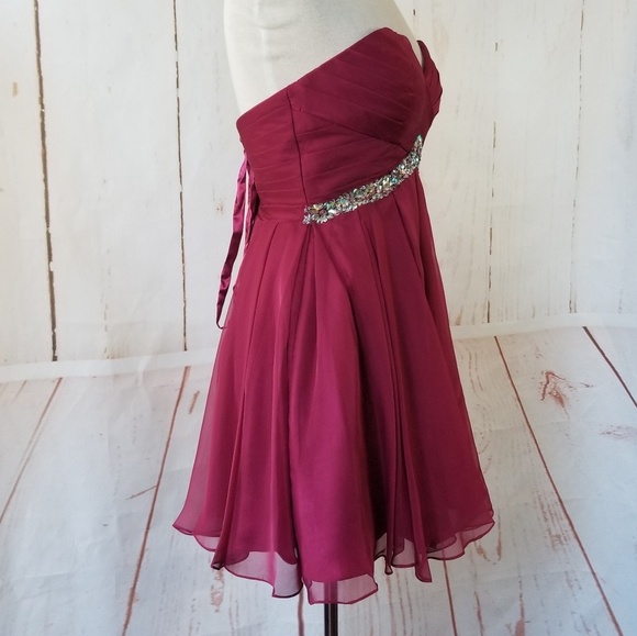 Alyce Paris Strapless Short Ruched Chiffon Dress - Picture 3 of 8